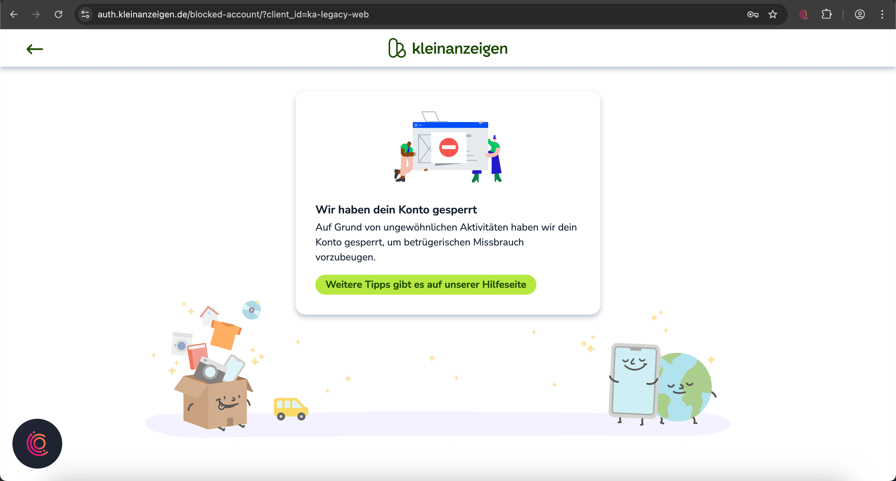 Dein Konto wurde gesperrt